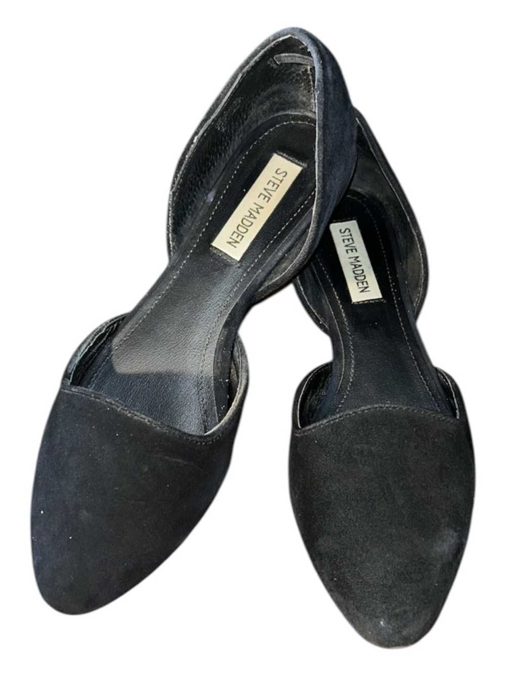 Steve Madden Black Suede D'Orsay Pointed Flats Size 8